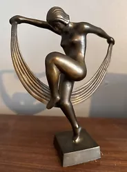 Buy Art Deco Bronze Nude Dancer With Scarf Sculpture Ornament Vintage. • 149.99£
