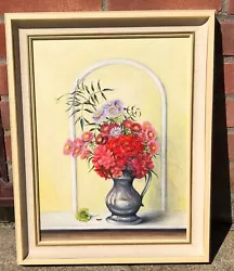 Buy Stunning Framed Oil Painting Of FLOWERS IN VASE Has Great Detail And Colours • 10£