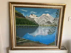 Buy VINATGE LARGE  Oil On Board Wood Framed Mountain Landscape Scene-Size 90x82cm • 79.99£