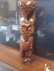 Buy TIKI Statue Maori New Zealand Hand Carved Mother Of Pearl Eyes  • 19.99£