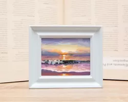Buy Oil Painting, Original, Ocean, Coast, Beach, Seaside, Cornwall, Sunset, Waves • 29£