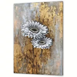 Buy 1pc Arts Wild Sunflower Wall Art Framed Painting Pictures With Golden Foil For F • 29£