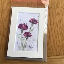 Buy ORIGINAL Watercolour Card. Painting Gift. Mounted WATERCOLOUR Card. Carnations • 6.80£