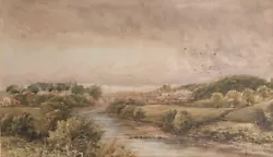 Buy James Orrock Signed 1877 Original Watercolour Painting 'Croft On Tees' Landscape • 133£