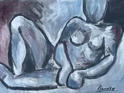 Buy PICASSO Pablo Painting Signed Original Art Painted Woman Nude Cubism Modern PP25 • 250£
