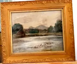 Buy Antique Oil Painting Scottish Landscape Framed In Glass • 68£