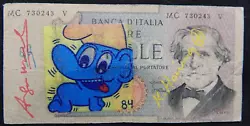 Buy A. Warhol/K. Haring 1000 Lire Banknote Sign, Sketched, Certificate, Limited! • 97.79£