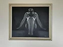 Buy Original Art Oil On Canvas By Sue Dancer Black & White Framed 24” X 20” Signed • 35£