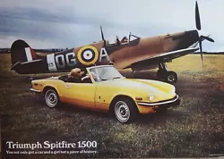 Buy Triumph Spitfire 1500 Rare Vintage A1 Car Poster • 16£