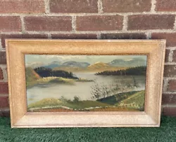 Buy Vintage Oil On Canvas Landscape Mountains Lakes Signed  • 29.99£