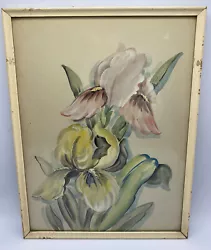 Buy Vintage Soft Water Color- Hand Painted Iris -House Of Baldwin Chicago- Signed • 19.99£
