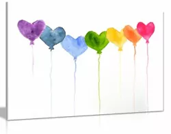 Buy Watercolour Painting Hearts Bathroom Bedroom Canvas Wall Art Picture Print • 11.99£