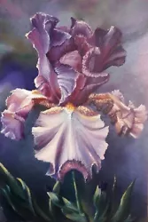 Buy Iris Garden Painting Original Blue Flower Floral Collectible Art • 122.32£