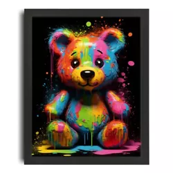 Buy Rainbow Teddy Bear Wall Art Cute Bear Print Teddy Painting Nursery Artwork  • 8.99£