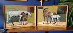 Buy 2 X Vintage 1960s Impressionist Style Oil Painting Horse Calf Stables Horses  • 39.99£