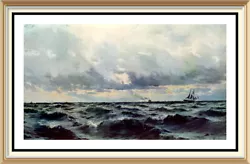 Buy Original Old Lithograph Henry Moore Art Print Seascape NEWHAVEN PACKET Sailboat • 5.99£
