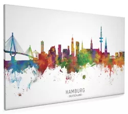 Buy Hamburg Skyline, Poster, Canvas Or Framed Print, Watercolour Painting 6501 • 14.99£