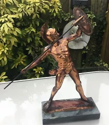 Buy Art Deco Coppered Statue Of Achilles On Marble Base • 55£