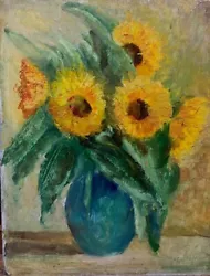 Buy Sunflowers Impressionist Painting,  Original Vintage 1960s • 69£