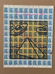 Buy Keith Haring Postal Stamps Sheet And Hand Colored Certificate Of Authenticity • 2.95£
