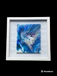 Buy 1/1 Unique Abstract ART Blue Sea Pink Gold Colours Acrylic Painting Present Gift • 65£