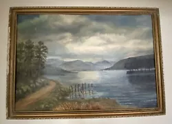 Buy Vintage Oil Acrylic On Board Landscape Mountains Lake  Signed G Church *Damaged • 20£