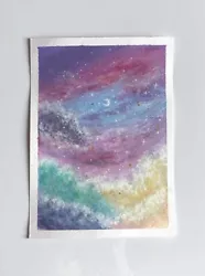 Buy Acrylic Painting On Paper Wild Landscape Moonlit Sky Clouds Original Mini Art • 6.99£