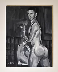 Buy Original Hand Painted Artwork Oil Painting Gay Man Male Nude • 97.20£
