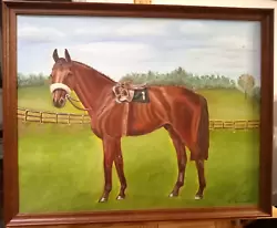Buy Vintage Painting On Canvas Horse Signed Framed • 35£