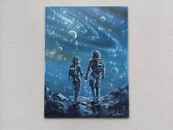 Buy Astronaut Lovers Original Oil Painting. Hand In Hand Amidst Infinite Space Art • 77.61£
