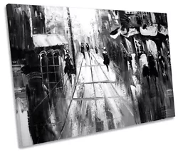Buy Street Scene Painting Repro Print SINGLE CANVAS WALL ART Picture Black & White • 24.99£