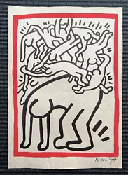 Buy KEITH HARING  Drawing On Paper (Handmade) Signed And Stamped Vtg Art • 121.50£