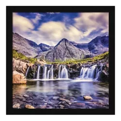 Buy Blue Mountains Lake Waterfall Landscape Painting 13x13 Inches With Frame • 25£