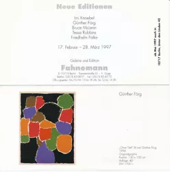 Buy Invitation Card/invitation Card: New Editions (Knoebel, Förg And Others) Fahnemann 1997 • 13.28£