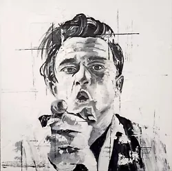 Buy Johnny Cash Oil Painting.  30cm X 30cm Stretched Canvas.  John Kelly Art  • 365£