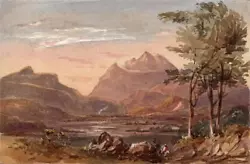 Buy Continental Mountain Landscape - Small Watercolour Painting - 19th Century • 80£