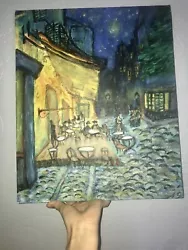 Buy Handmade Painted Canvas Painting Acrylic Night Cafe Van Gogh Reproduction • 14.99£