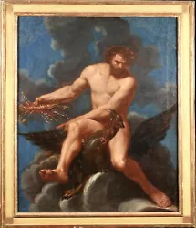 Buy 17th CENTURY HUGE FRENCH OLD MASTER OIL ON CANVAS - JUPITER RIDING AN EAGLE • 1,320£