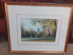 Buy K Jackson Original Watercolour Church In Woods And People With Dog • 24.99£