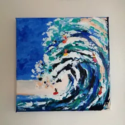 Buy Original Acrylic Painting On Canvas Impressionistic Impasto Great Wave Surfing • 3£