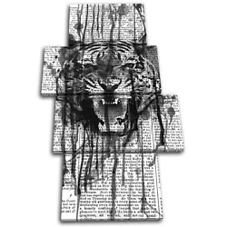 Buy Tiger Abstract Paint Mono Animals MULTI CANVAS WALL ART Picture Print • 39.99£