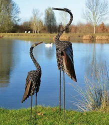 Buy Metal Heron Twisted Garden Ornament Sculpture Art - Handmade Recycled Metal Bird • 97.95£