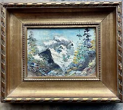 Buy Vintage Impressionism Landscape With The Mountains Oil Painting On Board Signed. • 55£