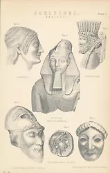 Buy Original Antique C1870 Engraving Print SCULPTURE Ancient Bust Egyptian Aeginetan • 10£