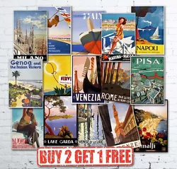 Buy A4 Vintage Old Italian Italy Travel Posters Prints Milan Amalfi Venice Rome  • 3.75£