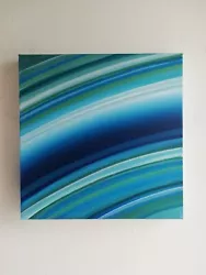 Buy Painting Blue Green Rainbow Art Abstract Stripes 30 X 30cm Wall Art Original Art • 30£