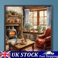 Buy Paint By Numbers Kit On Canvas DIY Oil Art Winter Fireplace Picture Decor40x40cm • 8.49£