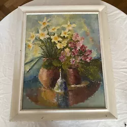 Buy Vintage Oil Painting Still Life Of Flowers Daffodils “The China Bell” D.Rudd • 55£