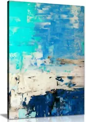 Buy Turquoise Blue Abstract Art Painting Canvas Wall Art Picture Print • 11.99£