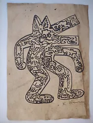 Buy Keith Haring Painting Drawing Vintage Sketch Paper Signed Stamped • 81.53£